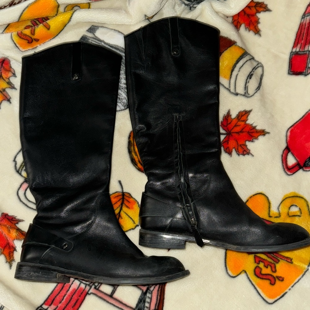 Nordstrom Halogen Keri Black Leather Tall Boots Size 6
